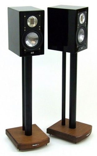 MOSECO 6 Black and Dark Bamboo Speaker Stands