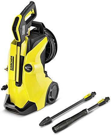 Kärcher K4 Premium Full Control - Hidrolimpiadora de alta presión para exteriores 130 bar, 1800 W, 420 L/h (1.324-100.0), negro, amarillo, Con enrollador y sin accesorios, modelo 2019