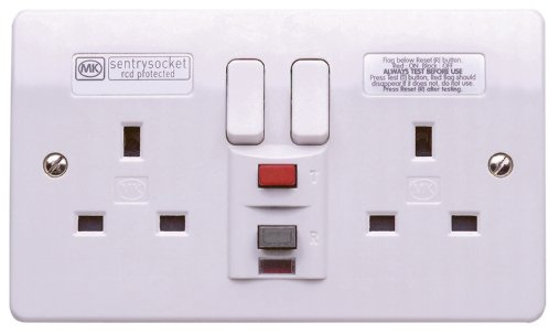 Mk K6233WHI 2-Gang 13A RCD Socket 30MA Passive