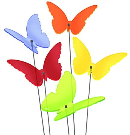 SUNPLAY Sonnenfänger Schmetterlinge Maddy im FARBMIX, 5 Stück zu je 10 cm Durchmesser im Set + 35 cm Schwingstäbe