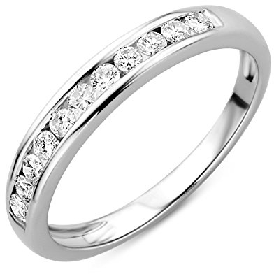 Orovi Damen-Ring Memoire Hochzeitsring Weißgold 14 Karat (585) Brillianten 0.33 carat Verlobungsring Diamantring