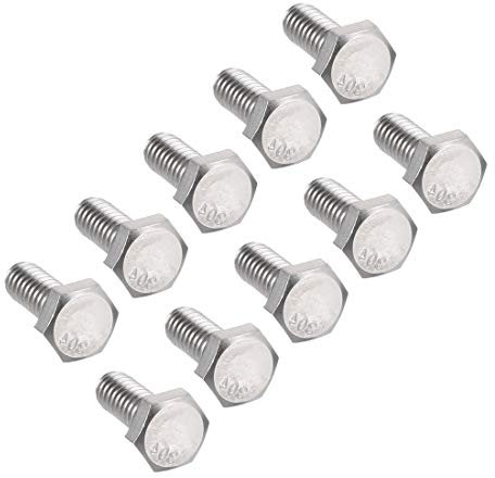 sourcing map 1/4-20x5/8 Boulon Hexagonaux Acier Inoxydable 304 Boulon à Vis Hexagonale 10pcs