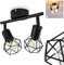 Deckenleuchte Baripada, Deckenlampe aus Metall in Schwarz, 2-flammig, 2 x E14-Fassung, verstellbarer Spot im Retro/Vintage Design in Gitter-Optik m. Lichteffekt an der Decke, ohne Leuchtmittel