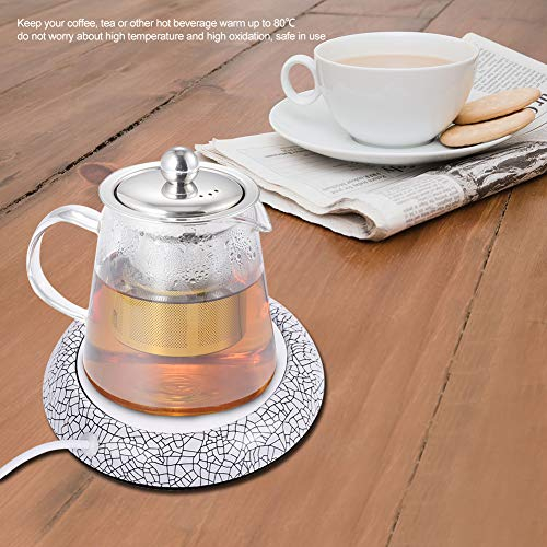 Chauffe-Tasse électrique USB Réchauffeurs de Boissons Tasse Tapis Tasse Réchauffeur Plaque Bureau Thé Café Chauffe-Pad(Motif de Porcelaine Blanche)