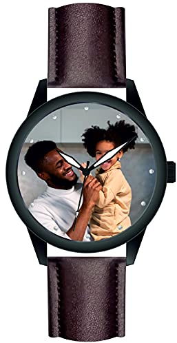 memories Fotouhr personalisierte Uhr 41mm Lederarmband 3BAR Uhr mit Bild Made in Germany