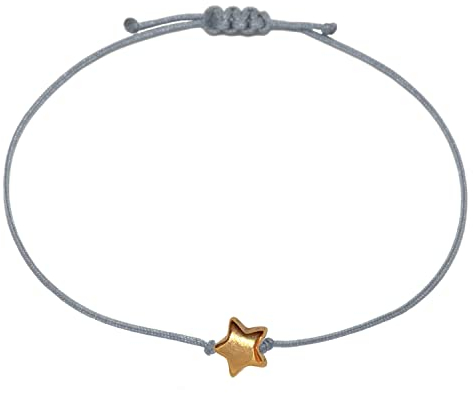 Selfmade Jewelry Armband Damen Roségold Stern Größenverstellbares Armkettchen mit Sternchen Handgemacht Inkl. Geschenk-Verpackung (Rosegold - Grau)