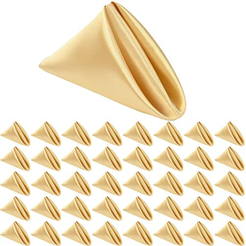 Champagner Satin Servietten Tuch 40 Stück Quadratisch 50,8 x 50,8 cm Weicher, glatter Stoff Tischservietten Waschbar Satin Tuch Servietten für Hochzeiten Partys Urlaub Abendessen Thanksgiving