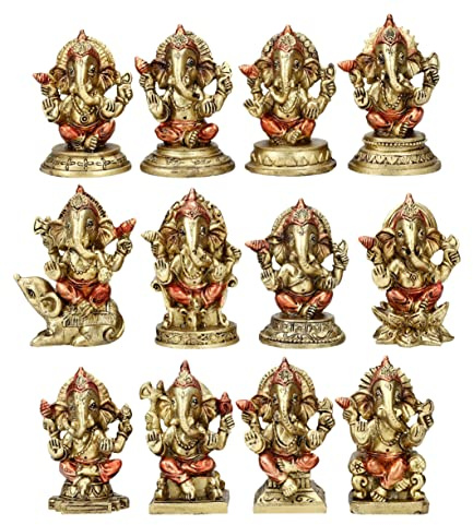 Pacific Giftware Ganesha Figuren 12er Set - Buddha Statue Deko Meditation