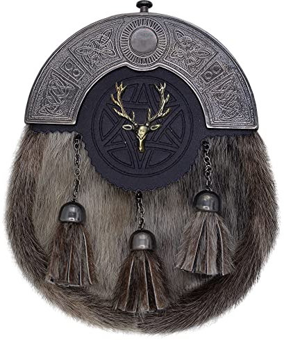 Imperial Kilt Products - Schottische Kilts Sporrans für Herren mit Hirschkopf, Sporran mit Leder-Kiltriemen und Antik-Finish-Kette, für Herren und Jungen