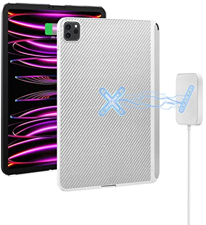 PITAKA Hülle für iPad Pro 11 2022/2021 Magnetische Aufladbare Schutzhülle Kompatibel mit Magic Keyboard Kabellose Ladehüllen Ultradünn Tablet Hülle aus Glasfaser [MagEZ Case Pro] Weiß