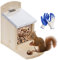 valuents Eichhörnchen Futterhaus mit Klappe – Futterstation – wetterfest aus Kiefernholz mit Zinkdach – Selbstmontage +Plus: Gartenhandschuhe