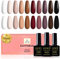 Yueshop 10 Colors Gel Nail Polish,Beige Brown Black Reddish Brown White Gel Polish Set Soak Off UV LED Gel Nail Varnish Autumn and Winter Manicure DIY Kit For Women,8ml