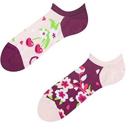 Dedoles Socken Unisex Damen Herren & Kinder Baumwolle viele lustige Designs 1 Paar Geschenk links rechts verschieden, Farbe Rosa, Motiv Kirschblüte, Gr. 39-42