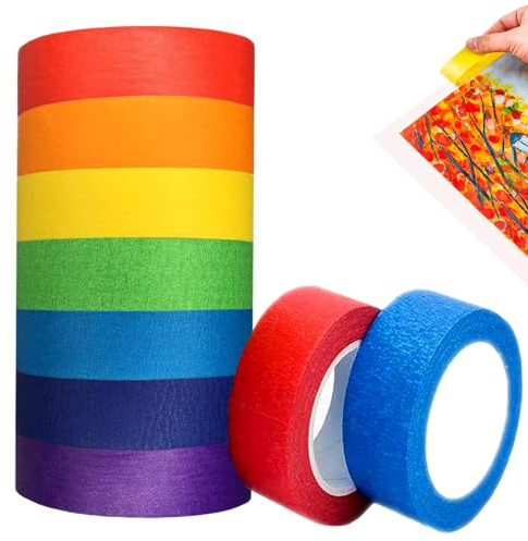 QFECT Washi Tape 7 Rollen Masking Tape Kreppband Bunt Farbe 15m x 15 mm Abklebeband Klebeband Bunt Abdeckband Masking Painters Paper Tapes DIY Handwerk Papier Klebeband für Heimwerker Scrapbook