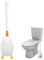 Ensemble Brosse de Toilette et Support, Brosse de Toilette en Silicone en Forme de Canard, Aucun perçage requis, Fixation Murale, avec 4 têtes de Brosse et poignée à Fonctions différentes – Blanc