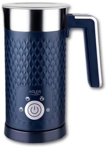 ADLER - Elektrischer Milchaufschäumer und Milchheizer - 2in1-4 Funktionen: Cappuccino, Latte, Erwärmen, kalter Schaum - Set mit kabelloser Tasse - drehbarer 360°-Sockel - 300ml Milch - 150ml Schaum