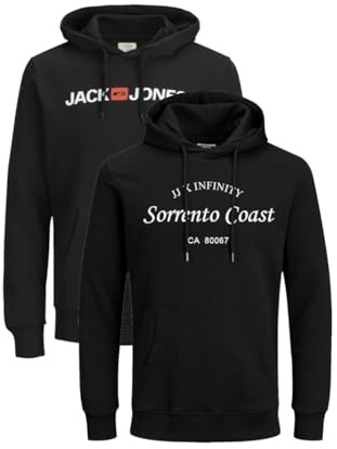 JACK & JONES Infinity Herren Hoodie Infinity Multipack 2er und 3er Pack Mehrstückpackung Kapuzenpullover (DE/NL/SE/PL, Alphanumerisch, L, Regular, Regular, Hill/ECORP 2er Pack)