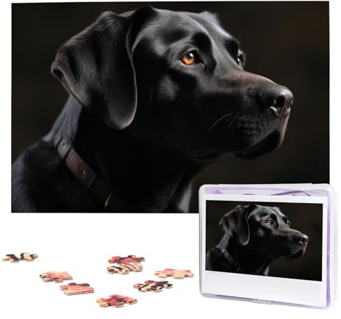 Black Labrador Puzzle 1000 Piece Personalized Puzzles from Photos Jigsaw Puzzle for Adults Challenging Puzzle (29.5 x 19.7)