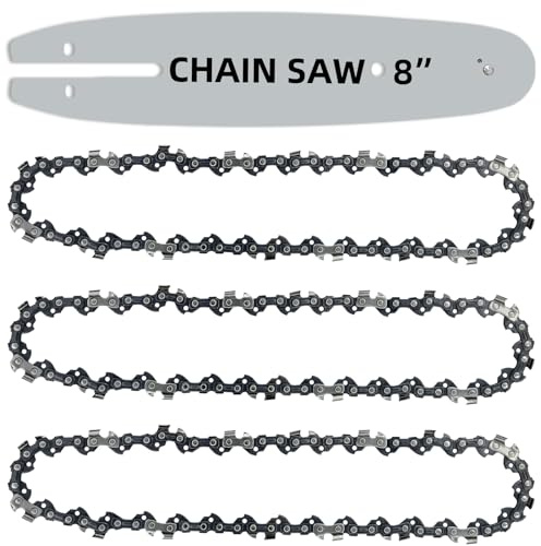 3 Pack Chainsaw Chains and Bar for Chainsaw Replacement Chains and Bar (833DL.0503/8LP 3Chains+1Bar)