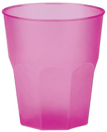 Monouso | 20 Vasos de Plástico PP 350ml, Frost Fucsia, reciclables, 125 Usos, Irrompibles, Eventos, Fiestas, Caterings