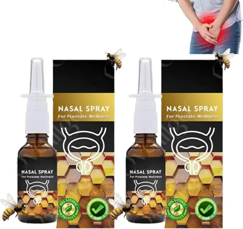 BeeProsta Nasenspray für die Gesundheit der Prostata, natürliche Linderung von Beschwerden bei männlicher Prostatitis, Prostata-Gesundheitsspray (2 Stück)