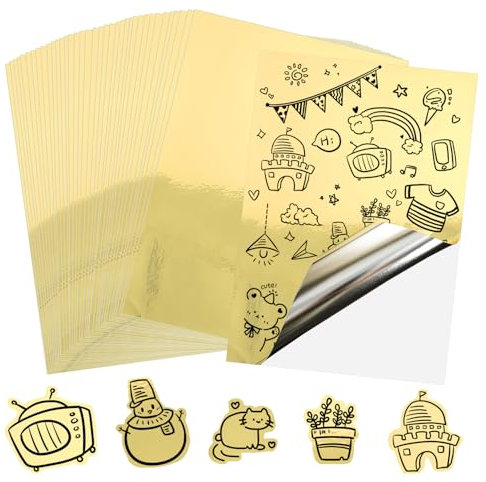 Stickerpapier Papier Zum Bedrucke 30Stk A4 Wasserdicht Bedruckbare Klebefolie holografische Gold Vinyl Sticker Papier Selbstklebend Für Laserdrucker Tintenstrahldrucker Schnell Trocknen 21x29,7cm