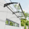 Auvent de Porte d'entrée avec Système de Drainage - 150x100cm Toit Marquise en Polycarbonate Abri de Pluie en Polycarbonate Anti-UV,Contre Neige et Vent,Support ABS