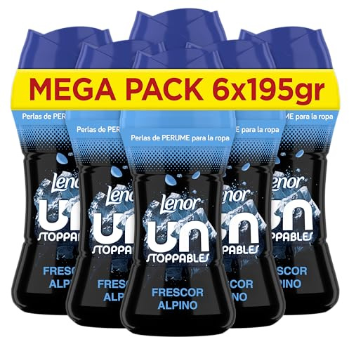 Lenor UNstoppables Perlas de Perfume para la Ropa, 96 Lavados (6 x 195g), Suavizante con Fragancia Frescor Alpino, Potenciador de Frescor