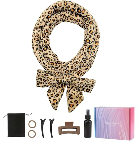 Hitzeloses Lockenwickler-Stirnband, weiches Velours, hitzefreies Locken-Set, 8-teiliges Locken-Set, für den täglichen Gebrauch/Party, einfaches Styling zu Hause (Leopard)