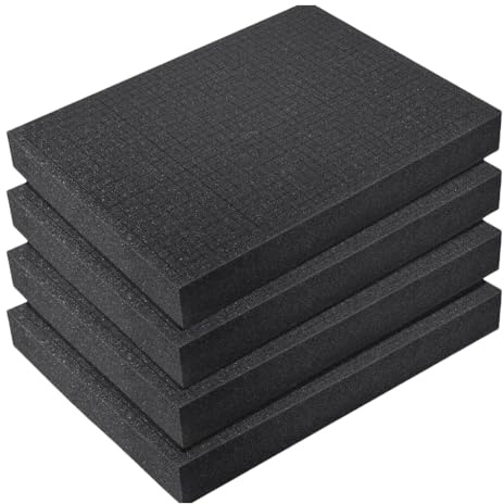 4 Stück Schaumstoff Zuschnitt Vielseitige Schaumstoffeinlage für Werkzeug- und Kamerakoffer,Werkzeugeinlage zum selbst zuschneiden (405x305x50mm)