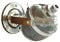 Loberon Seifenspender Bailey, zur Wandbefestigung, schwenkbar, Retro-Look, Badzubehör, Bad-Accessoire, Messing, Glas, klar/Silber