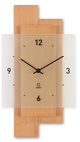 Natuhr Wanduhr Holz Buchwald geräuscharm Massivholz Buche (Buche geölt, Quarz Uhrwerk geräuscharm)