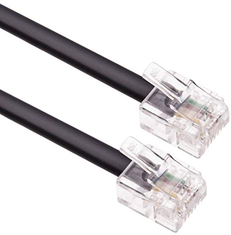 Keple 15m RJ11 Cable ADSL Extension Lead Phone Cord Telephone Plug High Speed BT Internet Broadband Male to Male Router and Modem to RJ11 Phone Socket/Microfilter/Landline Wire (Black)