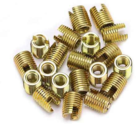 20 Stücke 302 Kohlenstoffstahl Selbstschneidende Gewindeeinsatz Schraube Buchse Reparatursatz Gewinde Reparatureinsatz(Inner M6*1.0 Outer M10*1.5)
