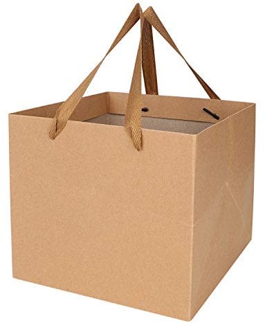10 Large Kraft Party Bags with Handle - Multicoloured Tote Bags for Birthday, Wedding, Christmas Party & More