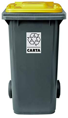 Mobil Plastic Poubelle à roulettes pour tri sélectif 240 L pour usage extérieur – Gris Jaune (Uni EN 840)