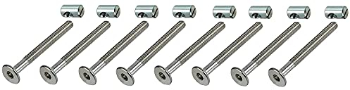 8 x HMH-Shop Bettschraube M6 x 50 mm + Quermutter M6 Bettbeschlag Innensechskant