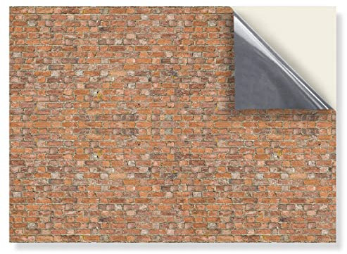 Stick & Go Repositionable Self Adhesive Dolls House Wallpaper 1:12 Scale (1 Sheet) - Old Red Brick Wall - No. 199