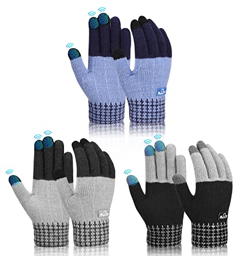 Handschuhe Kinder Winter Fahrradhandschuhe Touchscreen - Warm Winterhandschuhe Thermo Fahrrad Kinderhandschuhe Fleece Touch Finger Strickhandschuhe Schwarz für 6-8 Jahre Jungen Mädch Sport Outdoor