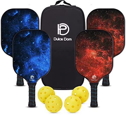 DULCE DOM Pickleball Paddles, USAPA Approved Lightweight Pickleball Set with 4 Premium Balls and Bag, Perfect Pickleball Rackets Gifts for Women Men