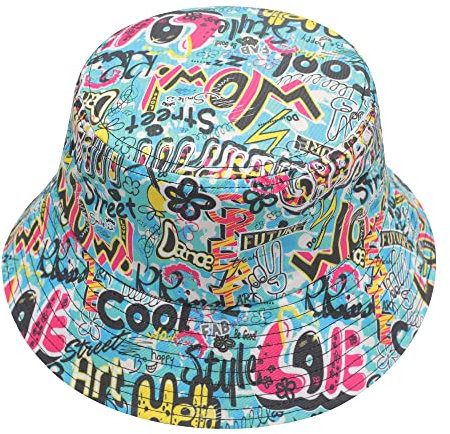 ZLYC Männer Frauen Sommer Fischerhüte Obst Hut, Street Art Blue, One Size