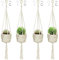 LOOGI Makramee Blumenampel 4er Set,Boho Deko Baumwollseil Hängeampel Blumentopf Pflanzen Halter Aufhänger für Innen Außen Decken Balkone Wanddekoration