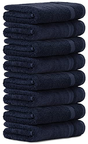 Luckytowel Handtücher Set 50x100 cm groß aus 100% Baumwolle, Handtuch Set mit 600g/m² Oeko-Tex Frottee Handtuchset als 8er Pack in Dunkelblau