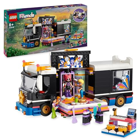 LEGO Friends Pop Star Music Tour Bus Toy for 8 Plus Year Old Girls, Boys and Kids, Vehicle Building Kit with 4 Mini-Doll Characters for Musical Adventures, Gift Idea 42619