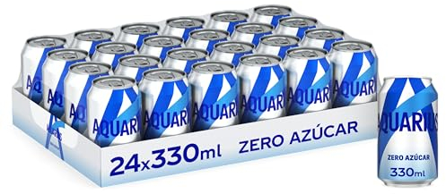 AQUARIUS Limón Zero Azúcar, Bebida Hidratante con Sales Minerales - Pack de 24 Latas de 330 ml