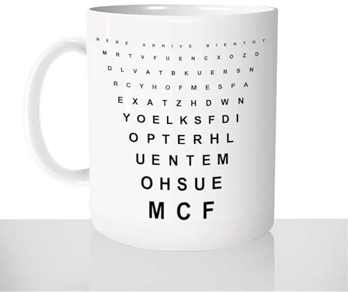 Mug Test de Vue - Bébé Arrive Bientôt - Tasse Cadeau Personnalisée - Idée Cadeau Annonce de Grossesse - Femme Enceinte