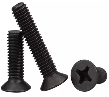 FandWay Senkkopfschraube mit Kreuzschlitz nach Norm DIN 965 Maschinenschrauben, M4x8/12/16/20/30mm Schwarz Kohlenstoffstahl Flachkopf Gewindeschrauben Set mit 1 Wrench (25 Je Größe)