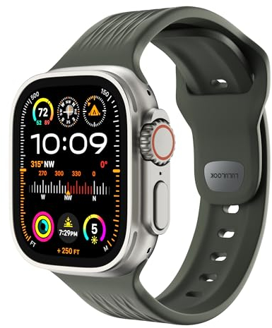 LULULOOK FKM Cinturino per Apple Watch Ultra, in Elastomero Fluorurato, Piacevole e Morbido, Resistente All'ossidazione e Alla Corrosione, Cinturino per Apple Watch, Serie 10 9 8 (49mm 46mm 45mm 44mm)