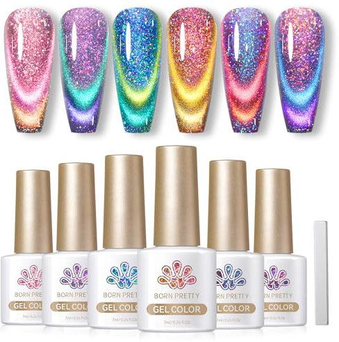 Born Pretty 9D Cat Magnetic Eye Gel Chamäleon Holorgrafik - UV Nagellack Glitzer Gel Nagellack Maniküre und Nagelkunst DIY zu Hause