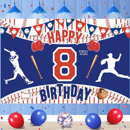 Partydekoration zum 8. Geburtstag, Baseball-Banner